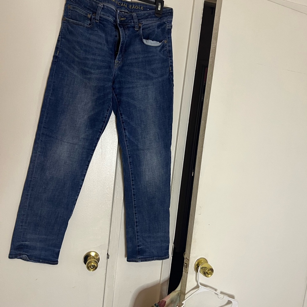 American Eagle Outfitters Men's Dark Blue Original Straight Jeans